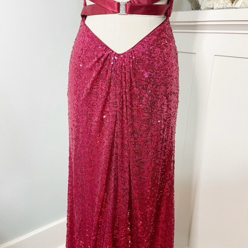 La Femme Red Sequin Strapless Formal Dress Prom Evening Gown Mermaid Size 4 - Picture 8 of 12